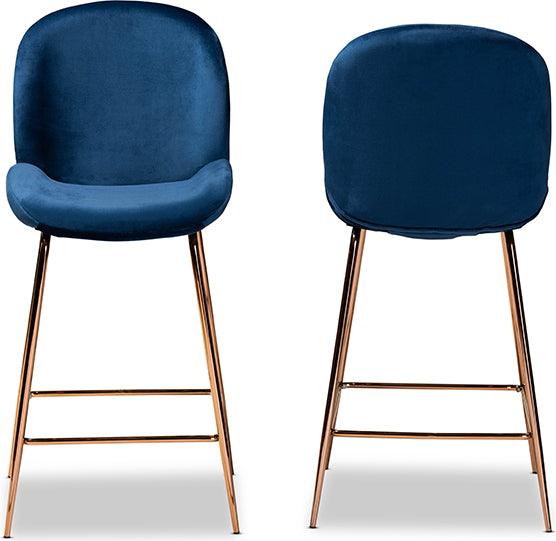 Wholesale Interiors Barstools - Lander Bar Stool Navy Blue & Rose Gold (Set of 2)