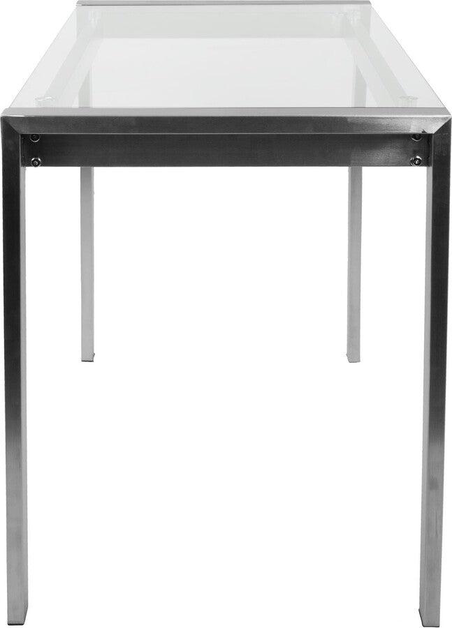 Lumisource Bar Tables - Fuji Contemporary Counter Table in Stainless Steel and Clear Glass