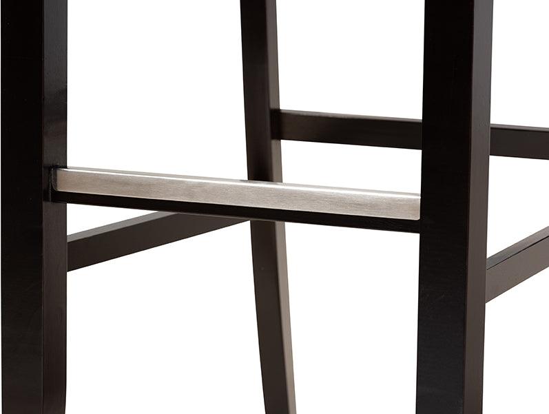 Wholesale Interiors Barstools - Calista Grey Fabric Upholstered and Espresso Brown Finished Wood 2-Piece Bar Stool Set