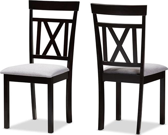 Wholesale Interiors Dining Chairs - Rosie Grey Fabric Upholstered And Espresso Brown Finished Dining Chair Set Of 2