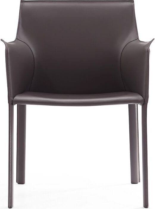 Manhattan Comfort Dining Chairs - Paris Grey Saddle Leather Armchair