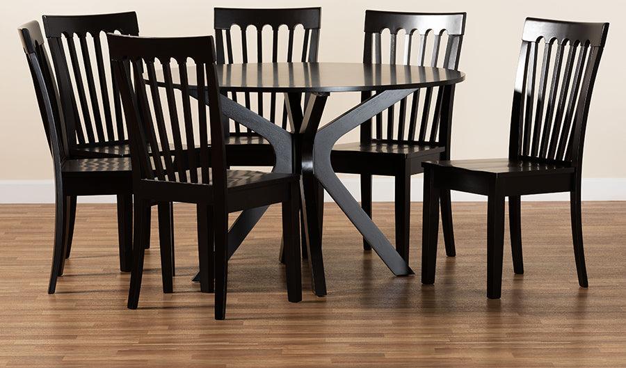 Wholesale Interiors Dining Sets - Zora Dark Brown Finished Wood 7-Piece Dining Set