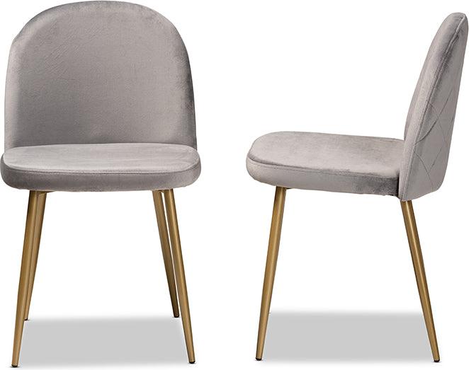 Wholesale Interiors Dining Chairs - Fantine Glamour Dining Chair Gray & Gold (Set of 2)