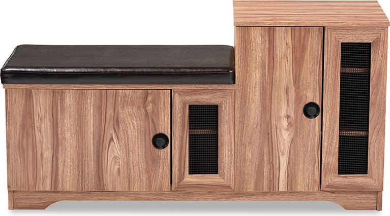 Wholesale Interiors Benches - Valina Dark Brown 2-Door Wood Shoe Storage Bench with Cabinet