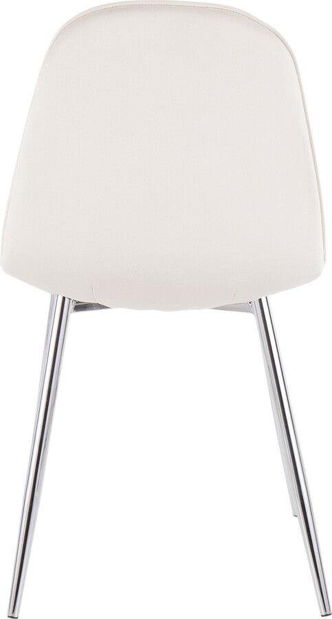 Lumisource Dining Chairs - Pebble Contemporary Chair in Chrome and Cream Velvet - Set of 2