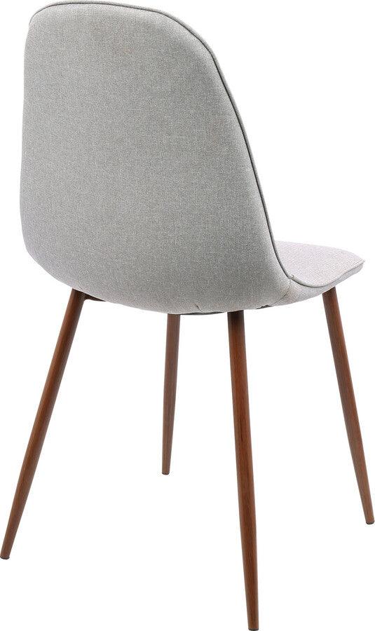 Lumisource Dining Chairs - Pebble Mid-Century Modern Dining/Accent Chair in Walnut and Grey Fabric - Set of 3