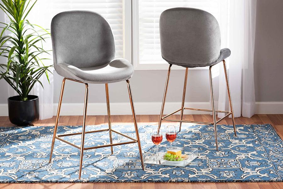 Wholesale Interiors Barstools - Lander Bar Stool Gray & Rose Gold (Set of 2)