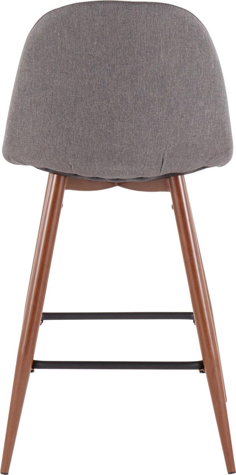 Lumisource Barstools - Pebble Counter Stool Walnut & Charcoal (Set of 2)