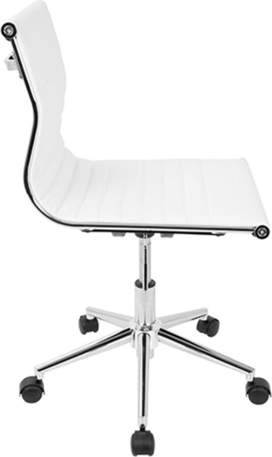 Lumisource Task Chairs - Master Contemporary Armless Adjustable Task Chair in White Faux Leather