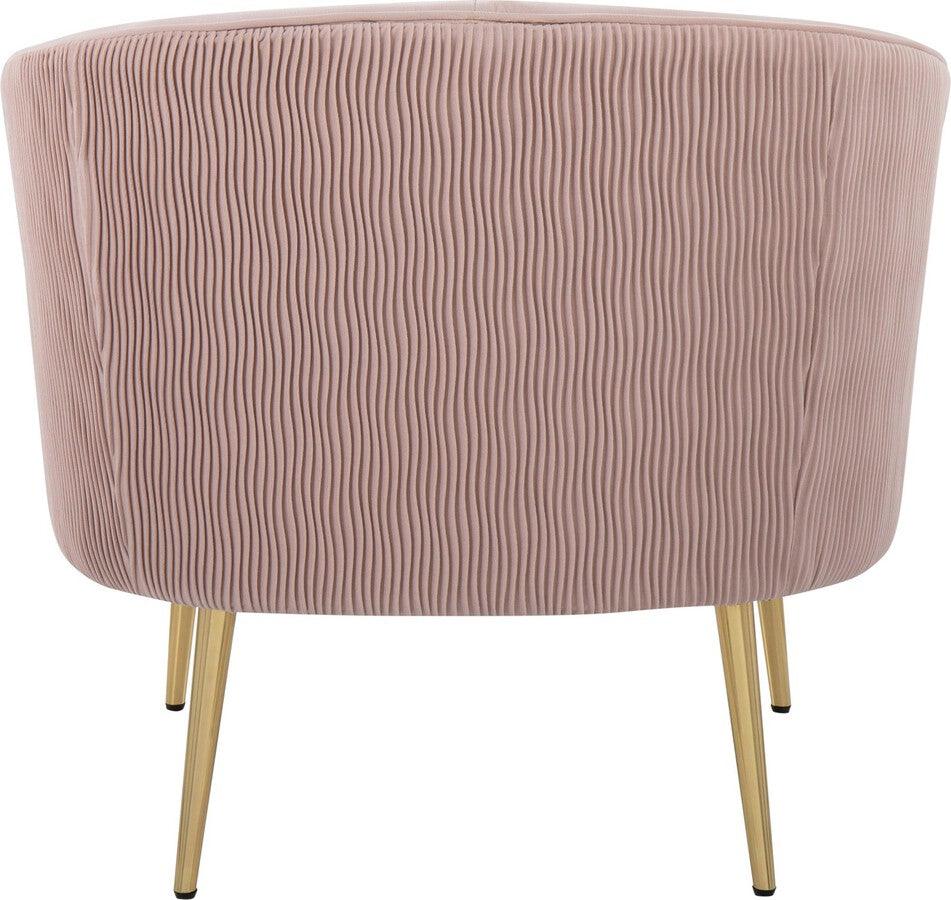 Lumisource Accent Chairs - Tania Pleated Waves Contemporary/Glam Accent Chair In Gold Steel & Blush Pink Velvet