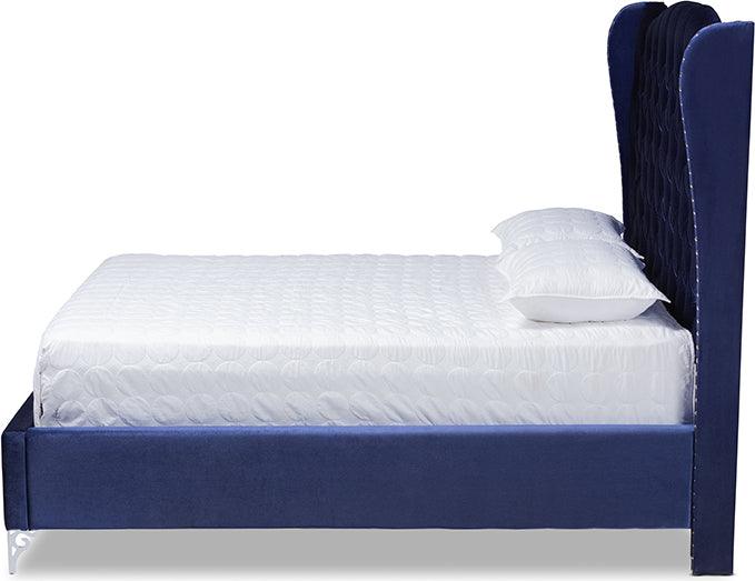 Wholesale Interiors Beds - Hanne Queen Bed Navy Blue