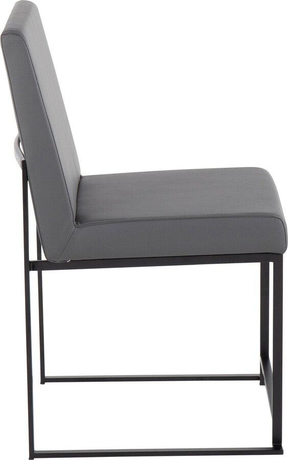 Lumisource Dining Chairs - High Back Fuji Contemporary Dining Chair In Black Steel & Grey Faux Leather (Set of 2)