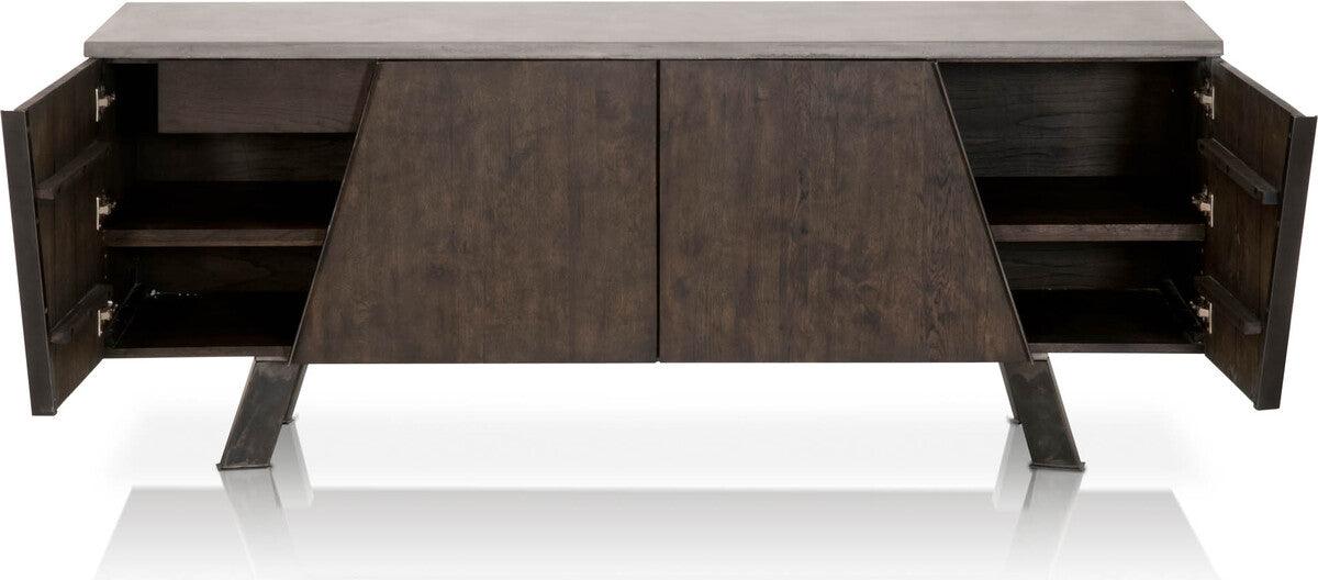 Essentials For Living TV & Media Units - Industry Media Sideboard Ash Gray, Whiskey Oak & Distressed Black