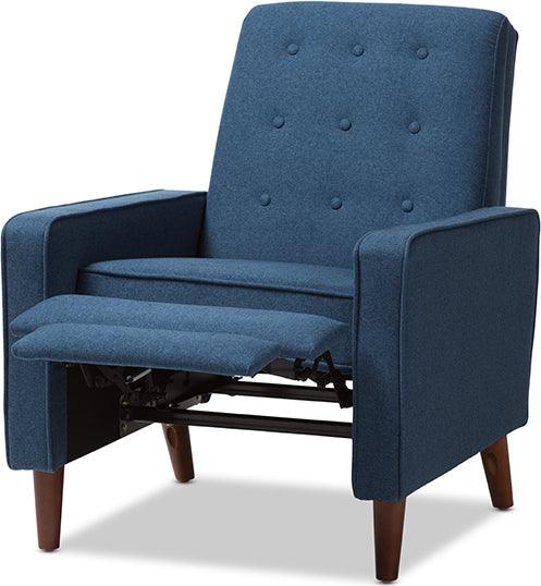 Wholesale Interiors Accent Chairs - Mathias Mid-century Modern Blue Fabric Upholstered Lounge Chair