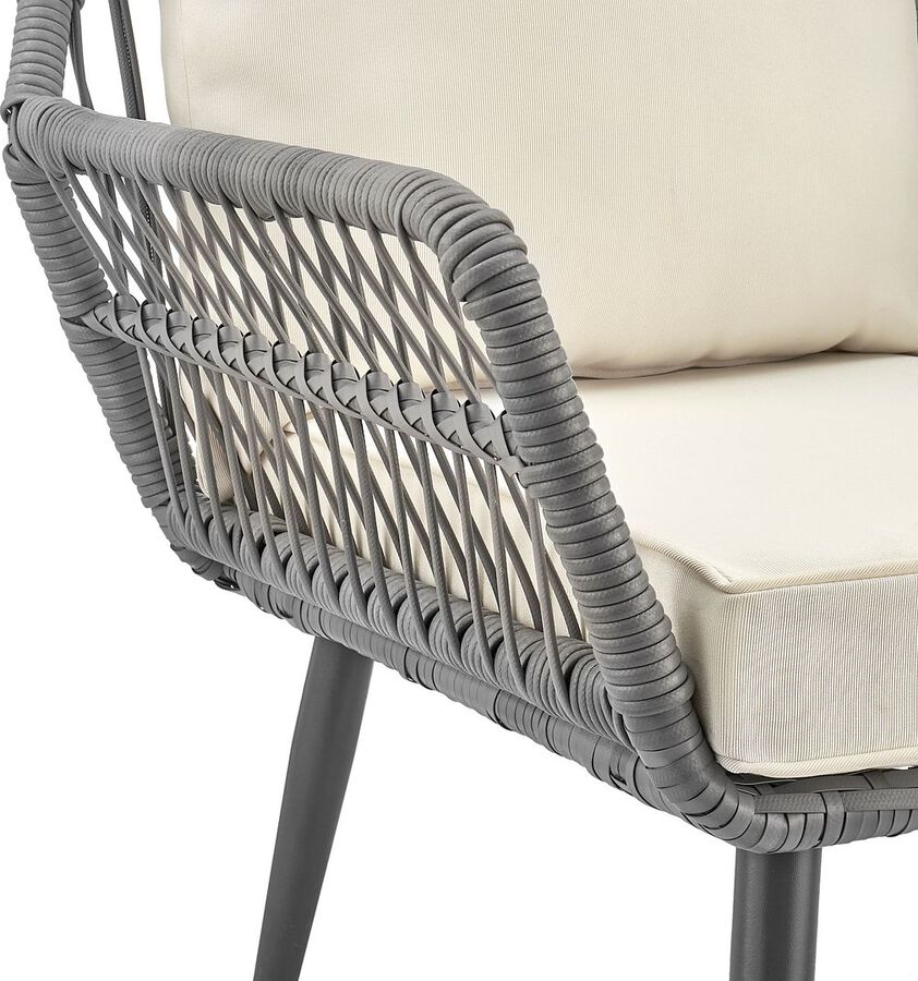 Manhattan Comfort Outdoor Conversation Sets - Portofino Patio 4- Person Conversation Set with Coffee Table with Cream Cushions