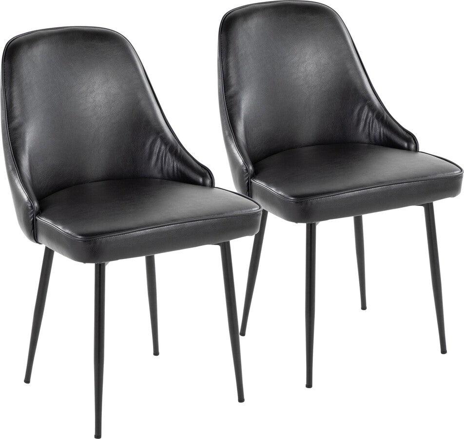 Lumisource Dining Chairs - Marcel Contemporary Dining Chair With Black Frame & Black Faux Leather (Set of 2)