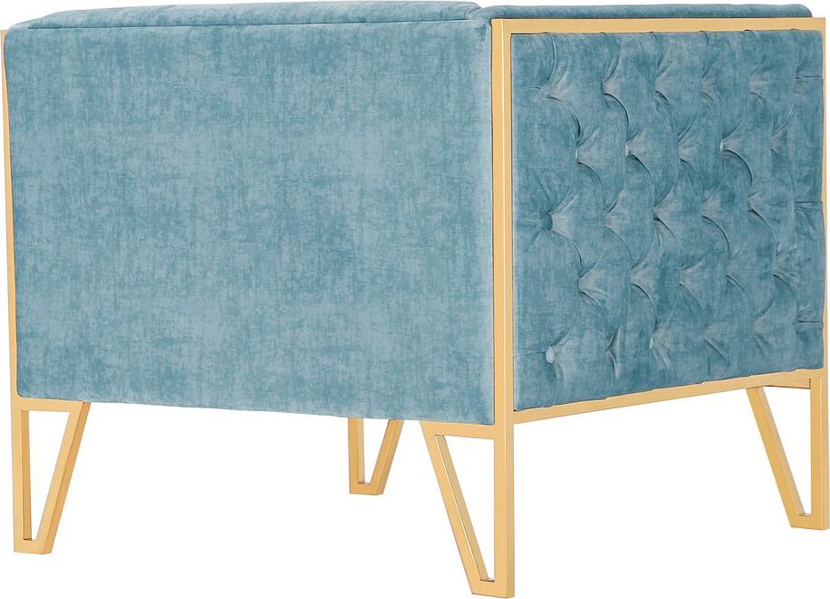 Manhattan Comfort Accent Chairs - Vector Accent Chair in Ocean Blue and Gold