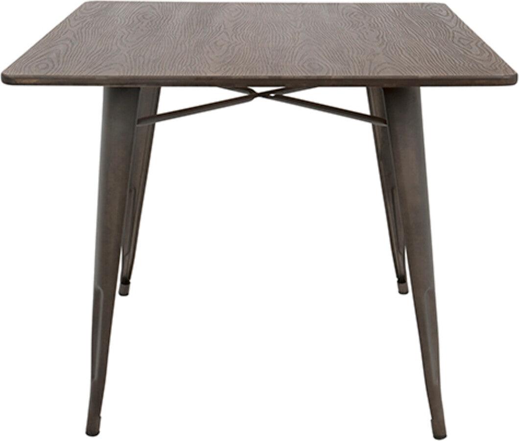 Lumisource Dining Tables - Oregon 36" Industrial-Farmhouse Dining Table in Antique and Espresso