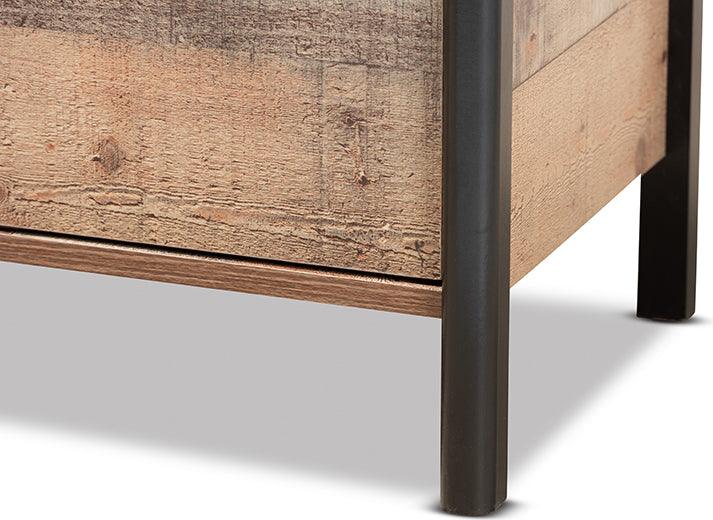 Wholesale Interiors Nightstands & Side Tables - Vaughan Modern and Contemporary Two-Tone Rustic Oak Brown and Black Finished Wood Nightstand