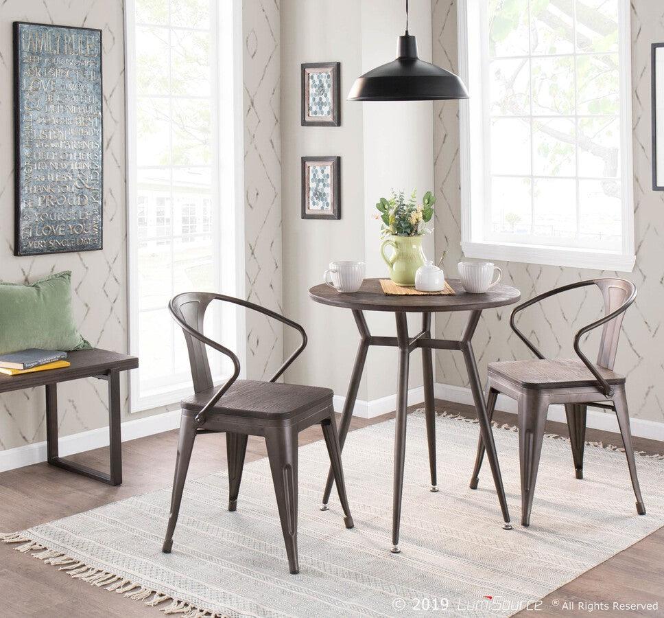 Lumisource Dining Chairs - Waco Industrial Chair in Vintage Antique Metal & Espresso Bamboo - Set of 2