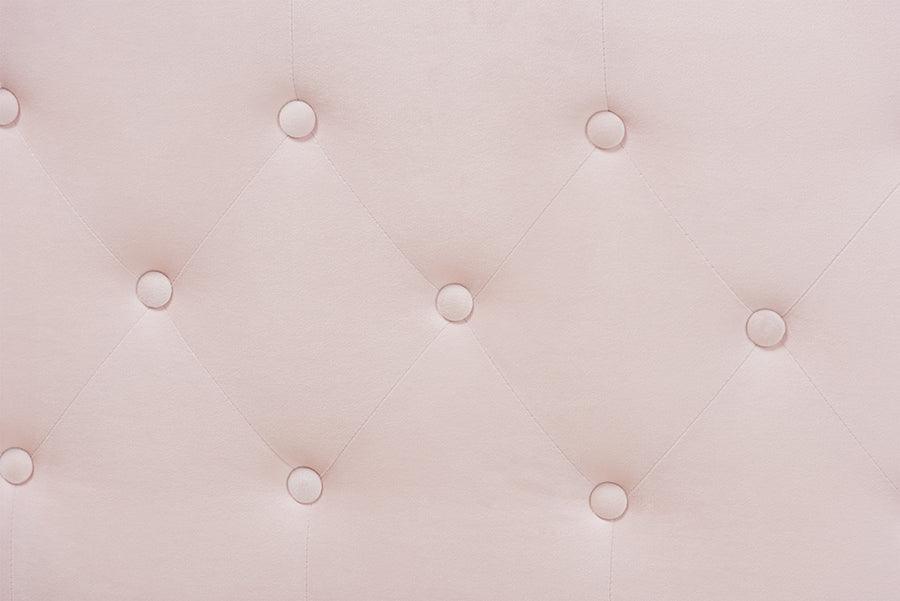 Wholesale Interiors Daybeds - Amaya Modern and Contemporary Light Pink Velvet Fabric Upholstered Full Size Daybed