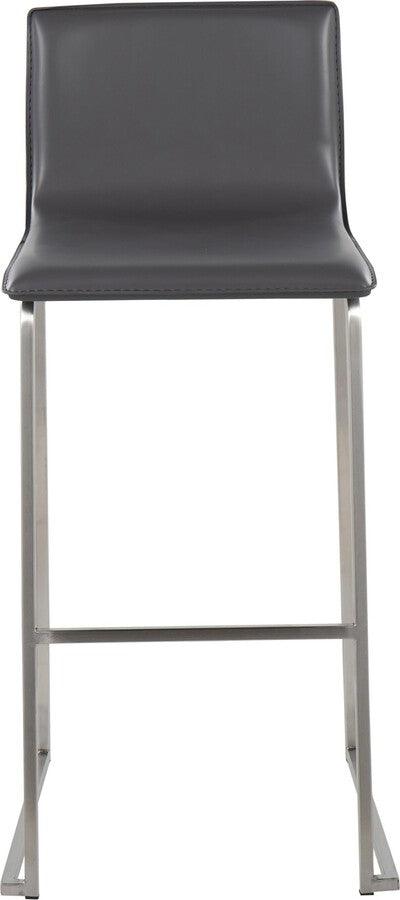 Lumisource Barstools - Mara Barstool In Stainless Steel & Grey Faux Leather (Set of 2)