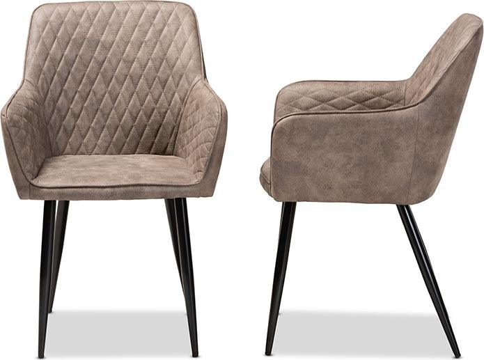 Wholesale Interiors Dining Chairs - Belen Grey And Brown Imitation Leather Upholstered 2-Piece Metal Dining Chair Set