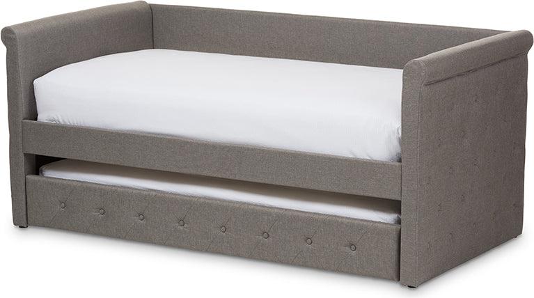 Wholesale Interiors Daybeds - Alena Modern and Contemporary Light Grey Fabric Daybed with Trundle