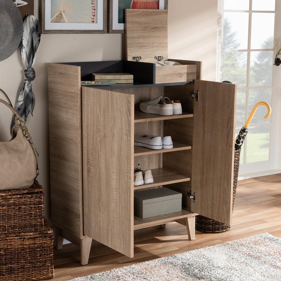 Wholesale Interiors Shoe Storage - Fella Oak Brown & Dark Gray Entryway Shoe Cabinet