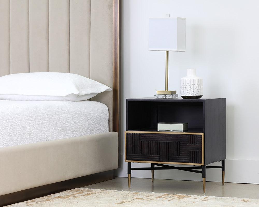 SUNPAN Nightstands & Side Tables - Markwood Nightstand - Brass - Dark Brown Brown