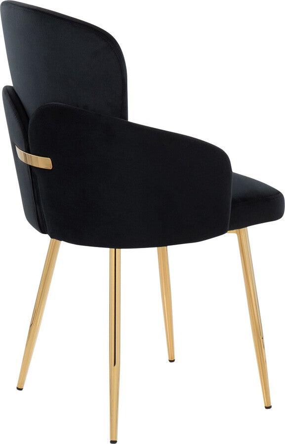 Lumisource Dining Chairs - Dahlia Contemporary Dining Chair In Gold Metal & Black Velvet With Gold Accent (Set of 2)