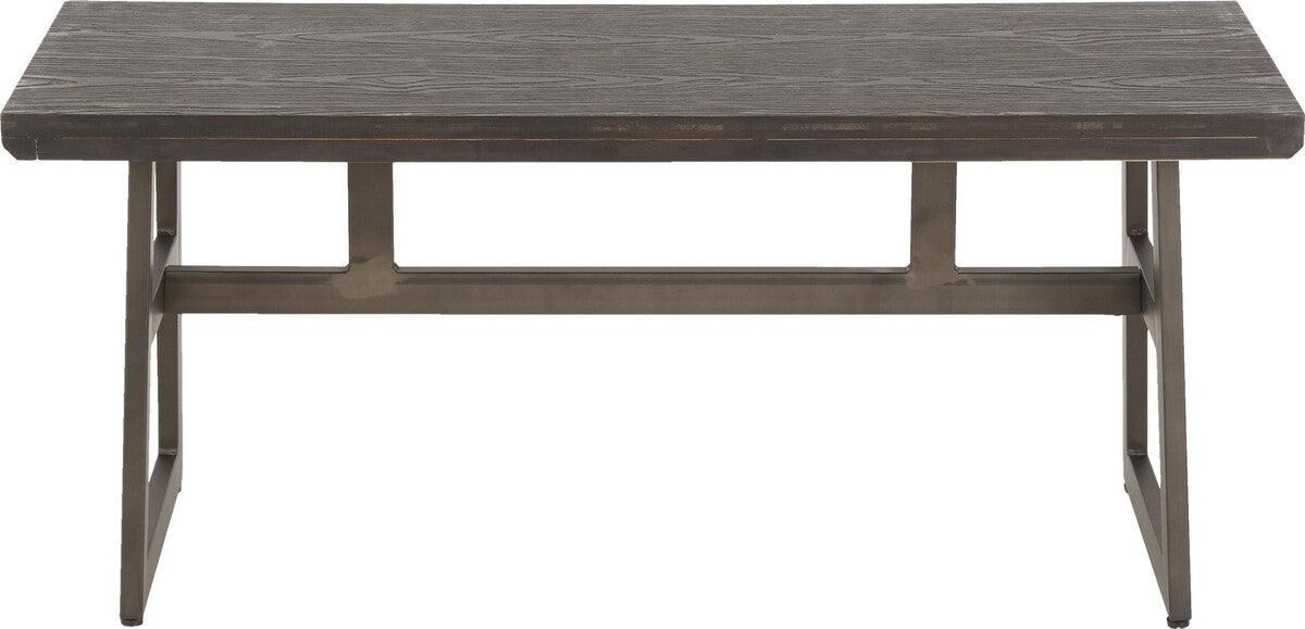 Lumisource Benches - Geo Industrial Bench in Antique Metal and Espresso Wood-Pressed Grain Bamboo