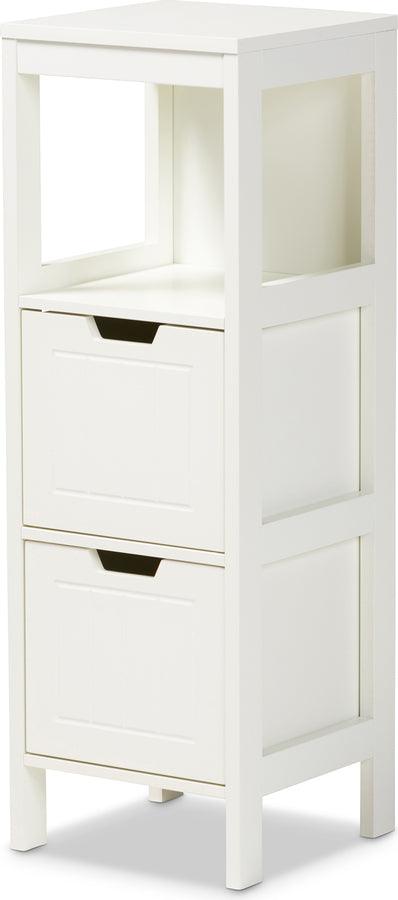 Wholesale Interiors Bedroom Organization - Reuben Cottage and Farmhouse White Finished 2-Drawer Wood Storage Cabinet