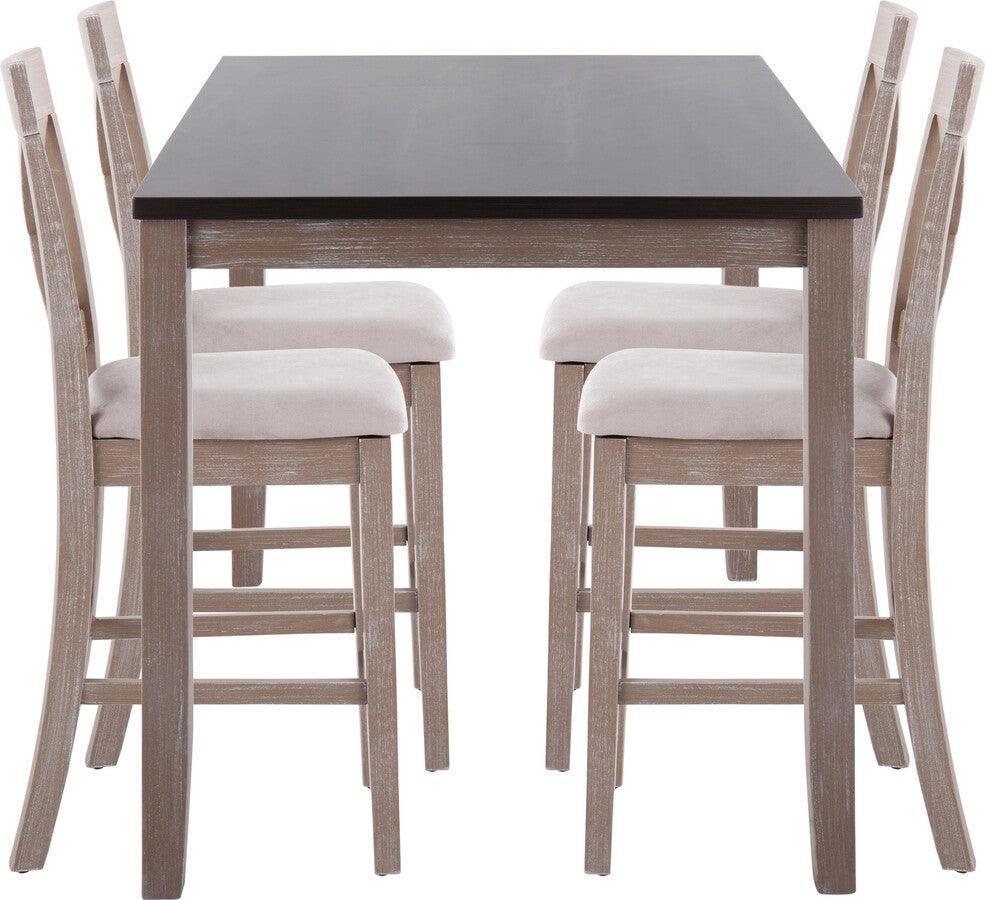 Lumisource Dining Sets - Harper 5-Piece Contemporary Counter Set in Grey and Espresso Wood with Grey Fabric