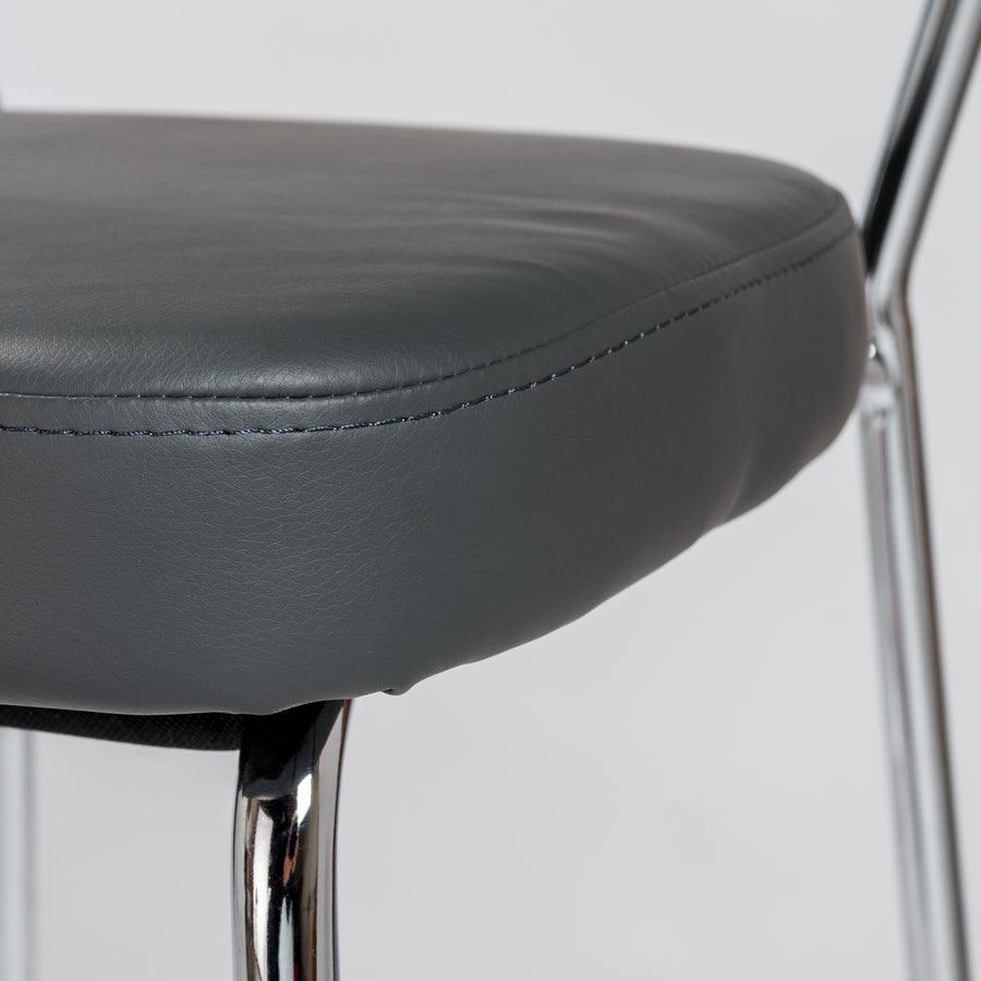 Euro Style Barstools - Draco-C Counter Stool In Gray With Chrome Base Frame And Base - Set Of 2