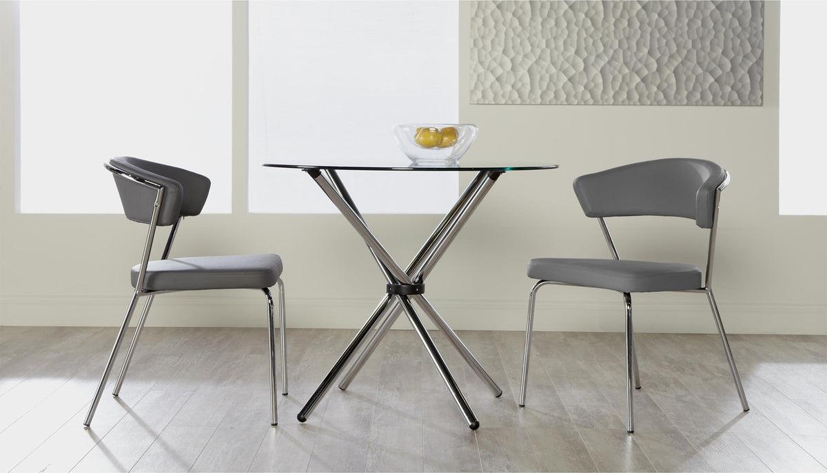 Euro Style Dining Chairs - Draco Dining Chair in Gray with Chrome Legs - Set of 2