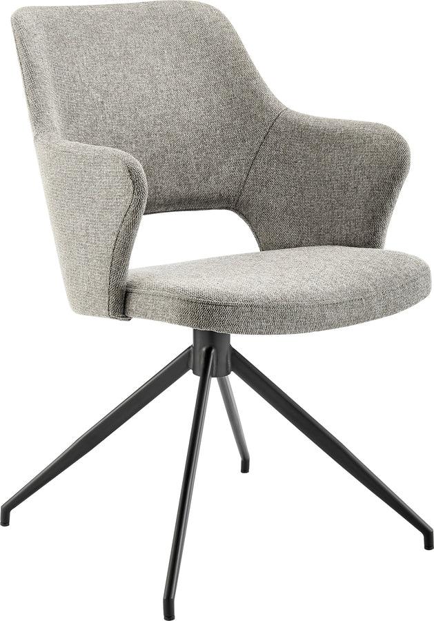Euro Style Dining Chairs - Darcie Armchair In Light Gray Fabric and Black Base
