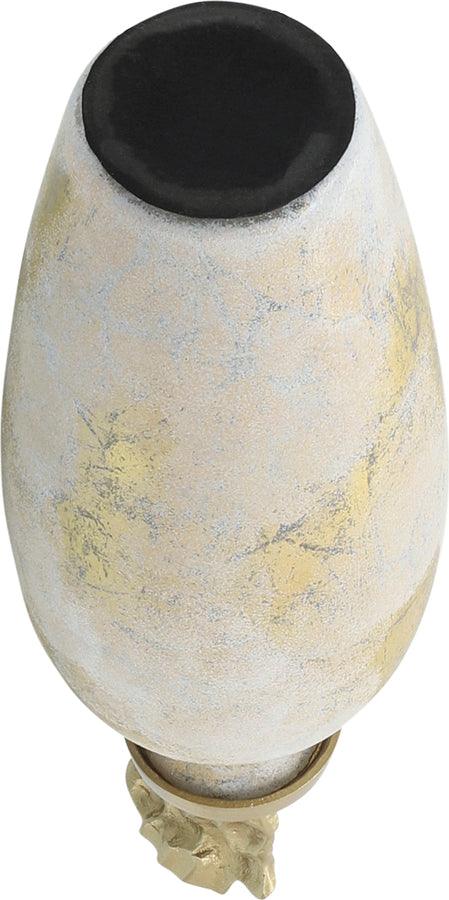 Sagebrook Home Vases - Glass 20"H Metal Vase Tribal Topper White & Gold