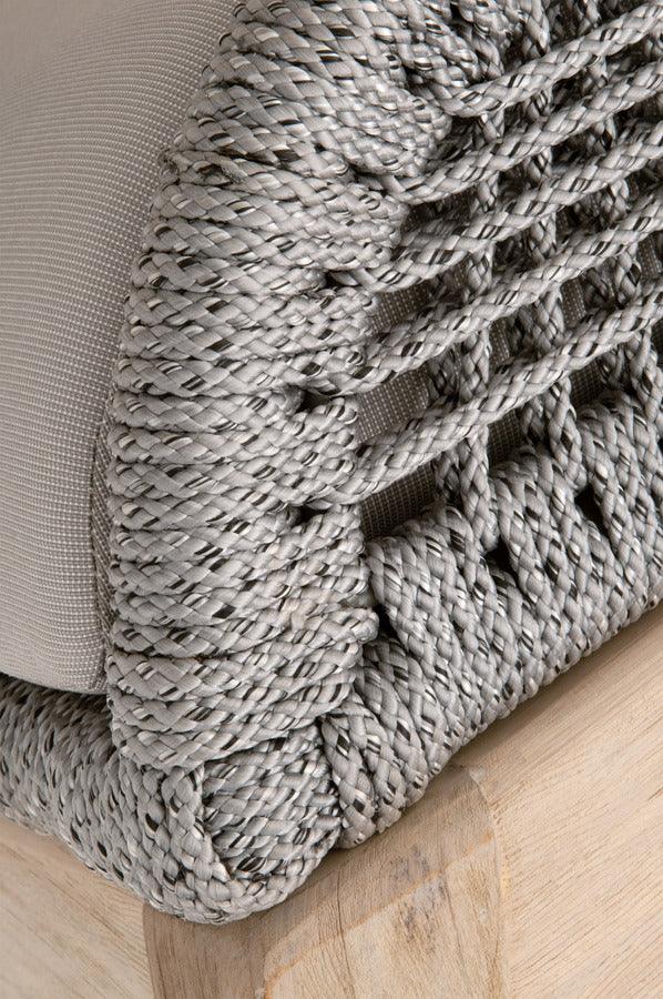 Essentials For Living Outdoor Stools & Benches - Loom Outdoor Footstool Platinum Rope, Smoke Gray, Gray Teak