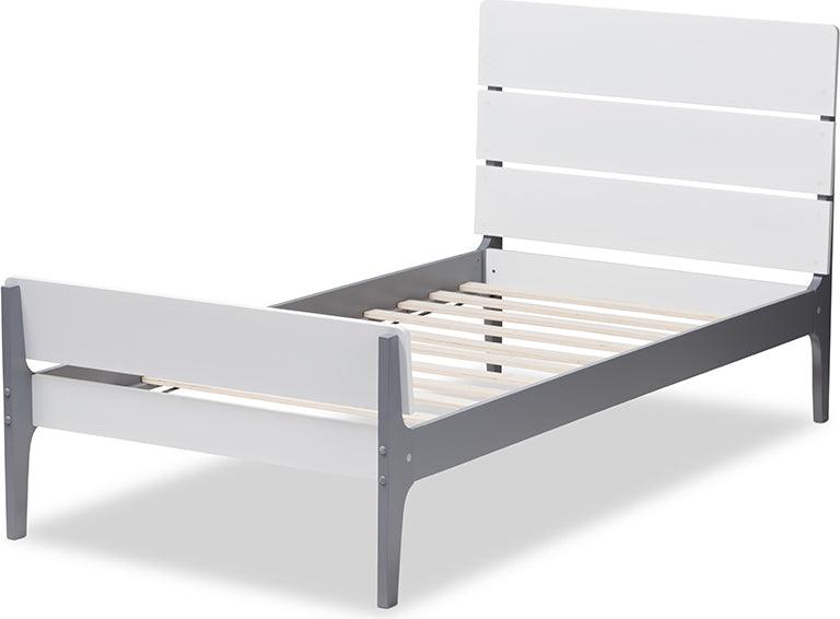 Wholesale Interiors Beds - Nereida White & Dark Grey-Finished Wood Twin Platform Bed