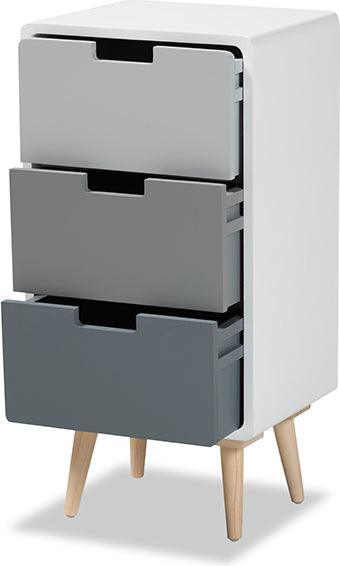 Wholesale Interiors Chest of Drawers - Bairn Modern and Contemporary Oak Brown and Multi-Colored Wood 3-Drawer Storage Chest