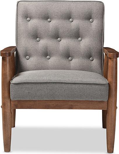 Wholesale Interiors Accent Chairs - Sorrento Mid-century Retro Modern Grey Fabric Upholstered Wooden Lounge Chair