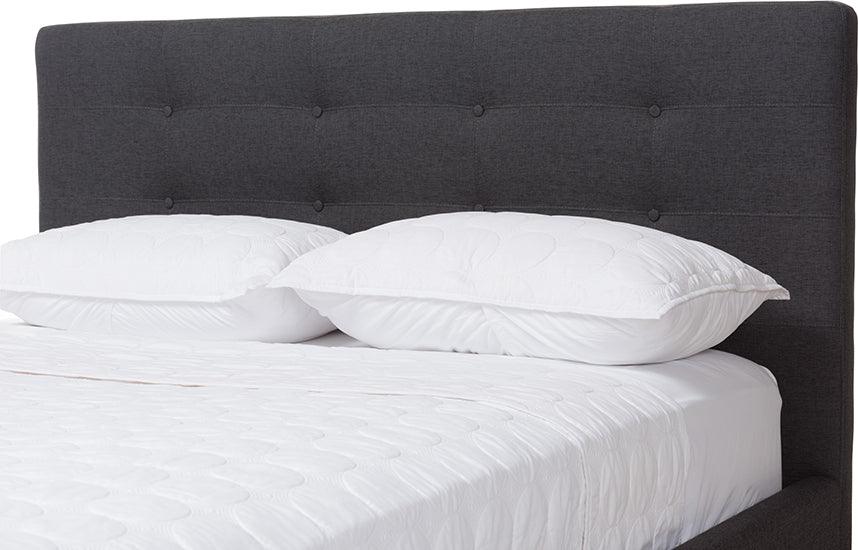 Wholesale Interiors Bedroom Sets - Valencia Dark Grey Fabric Upholstered Full Size 2-Piece Bedroom Set