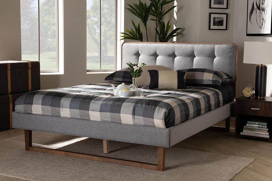 Wholesale Interiors Beds - Sofia Full Bed Light Gray & Walnut