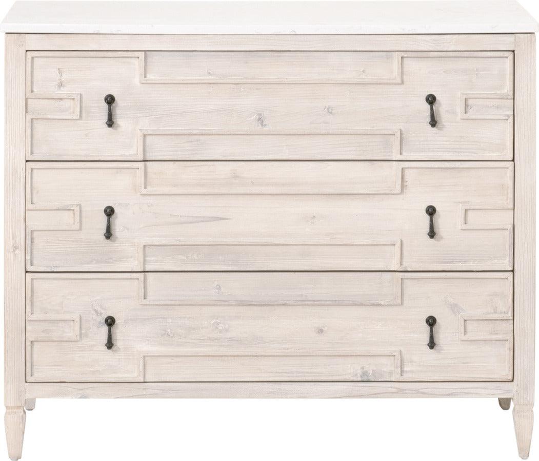 Essentials For Living Buffets & Cabinets - Emerie Entry Cabinet White Wash Pine, White Quartz