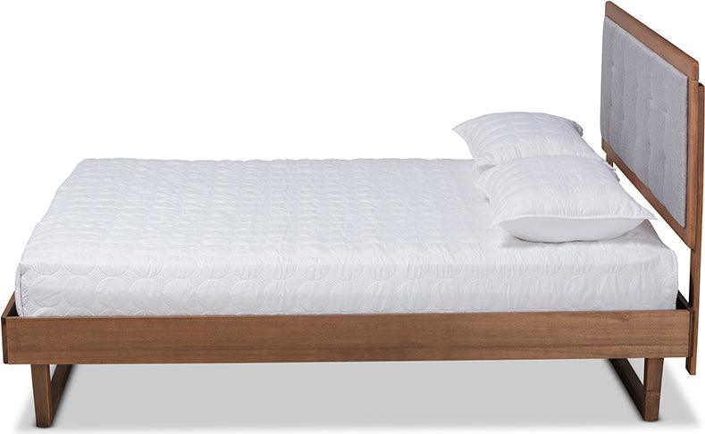 Wholesale Interiors Beds - Viviana Queen Bed Light Gray & Walnut