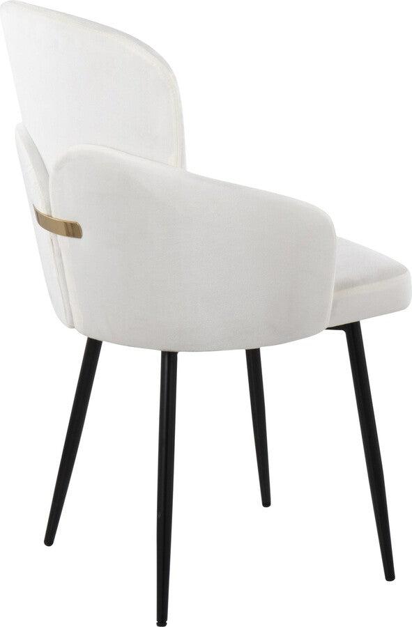 Lumisource Dining Chairs - Dahlia Contemporary Dining Chair In Black Metal & Cream Velvet With Gold Accent (Set of 2)