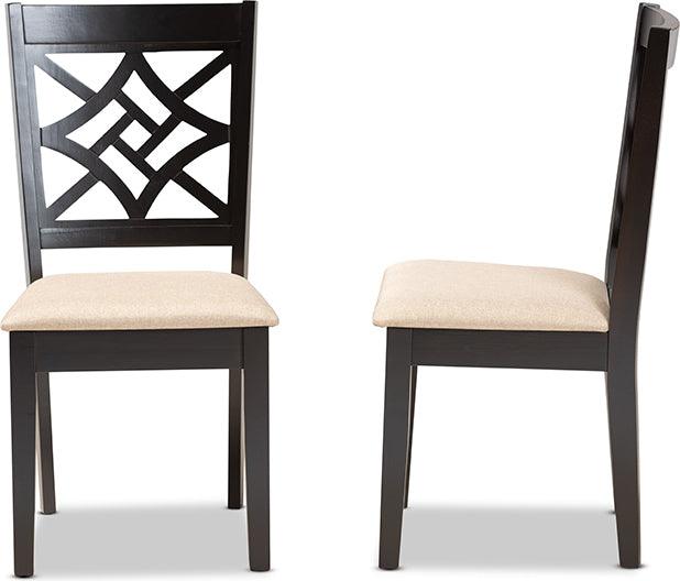 Wholesale Interiors Dining Chairs - Nicolette Sand Fabric Upholstered and Dark Brown Finished Wood 2-Piece Dining Chair Set