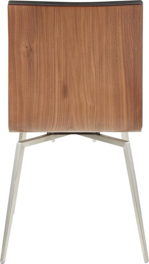 Lumisource Dining Chairs - Mason Dining Chair with Swivel in Stainless Steel, Walnut & Black-Set of 2