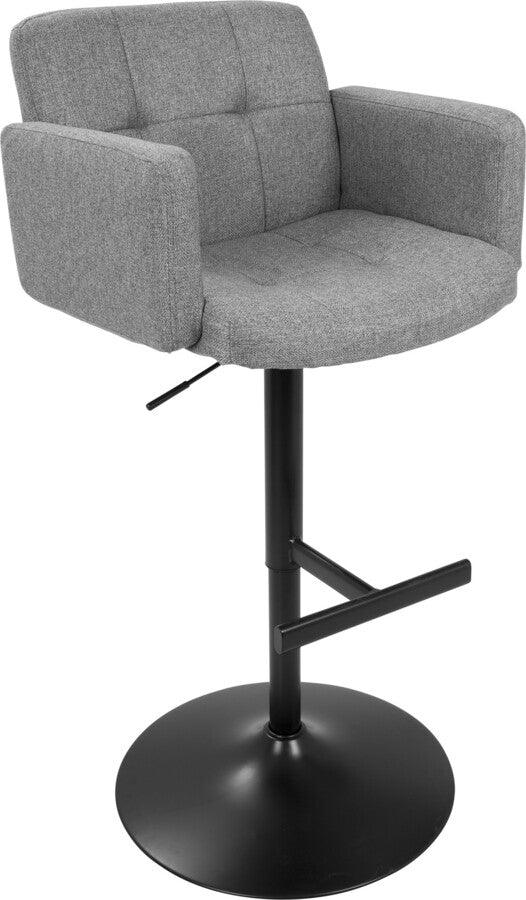 Lumisource Barstools - Stout Contemporary Adjustable Barstool with Swivel in Black with Grey Fabric